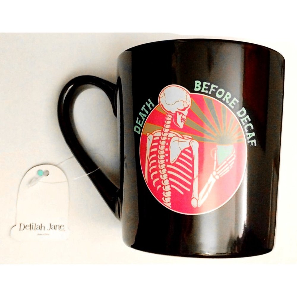 'Death Before Decaf' Ceramic Coffee Tea Mug 16oz, Father's Day Gift